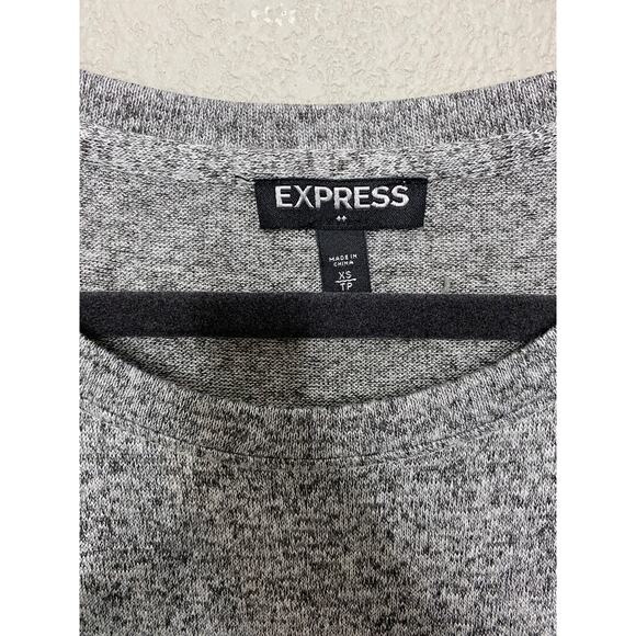 Express Dress Womens XS Grey Shift Shirt Dress Ruffle Sleeve Round Neck Casual - Picture 5 of 6